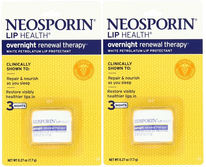 2 Pack Neosporin Lip Health Overnight Renewal Therapy 0.27 oz Each