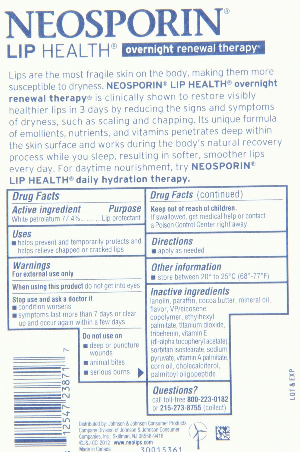 Neosporin Lip Health Overnight Renewal Therapy 0.27 Oz 312547238717 eBay