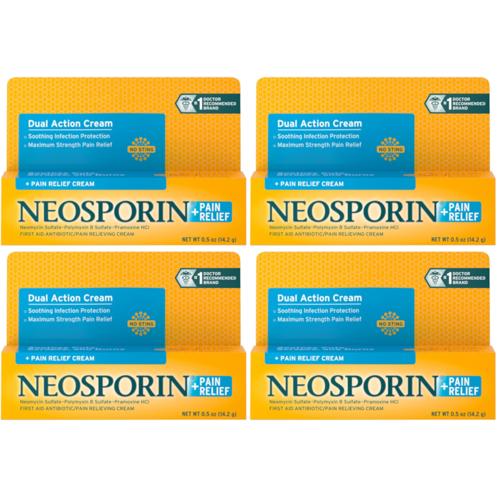 4 Pack Neosporin Maximum Strength Antibiotic + Pain Relief Cream 0.5oz