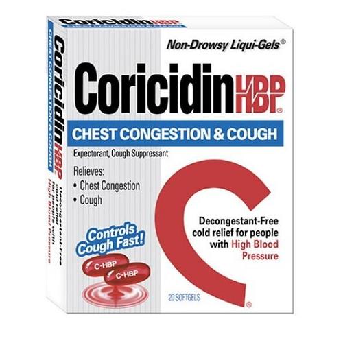 5 Pack Coricidin Hbp Chest Congestion Cough Liqui Gels 20 Liqui Gels ...