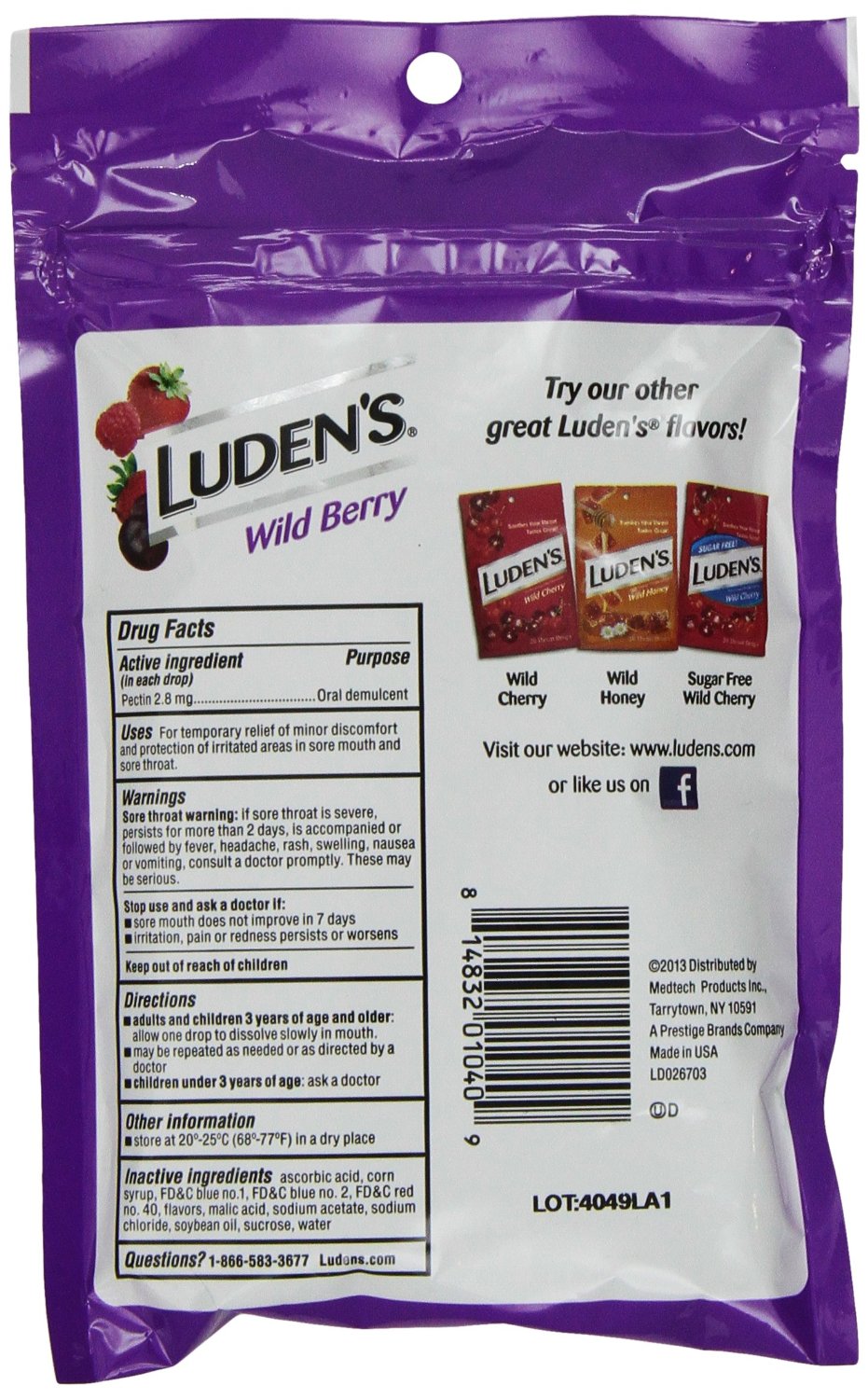 Ludens Wild Berry Cough Drops Throat Drops 30 ct Ea ( 3 Pack ) NEW
