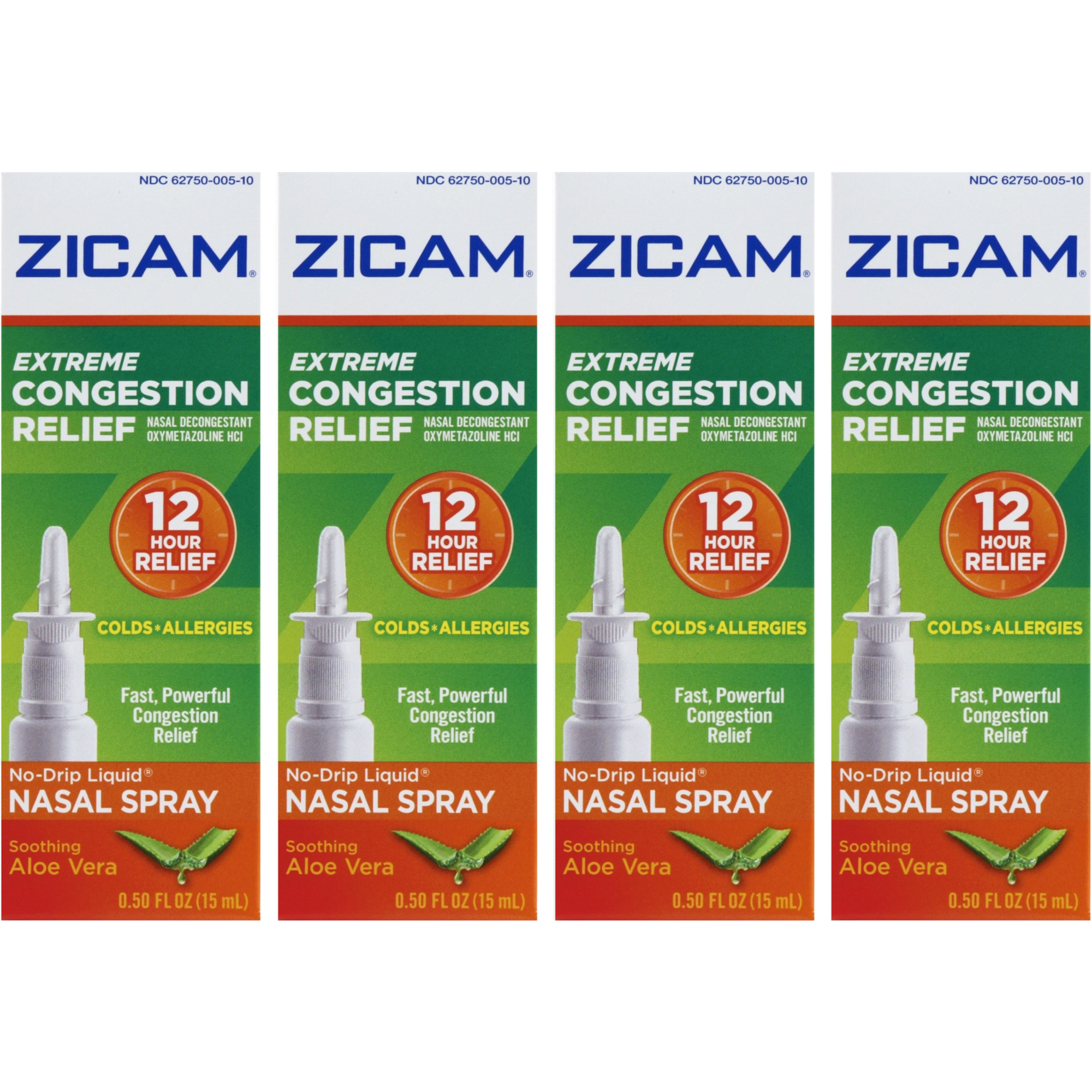 4 Pack Zicam Extreme Congestion Relief Liquid Nasal Spray 0.50Oz Each
