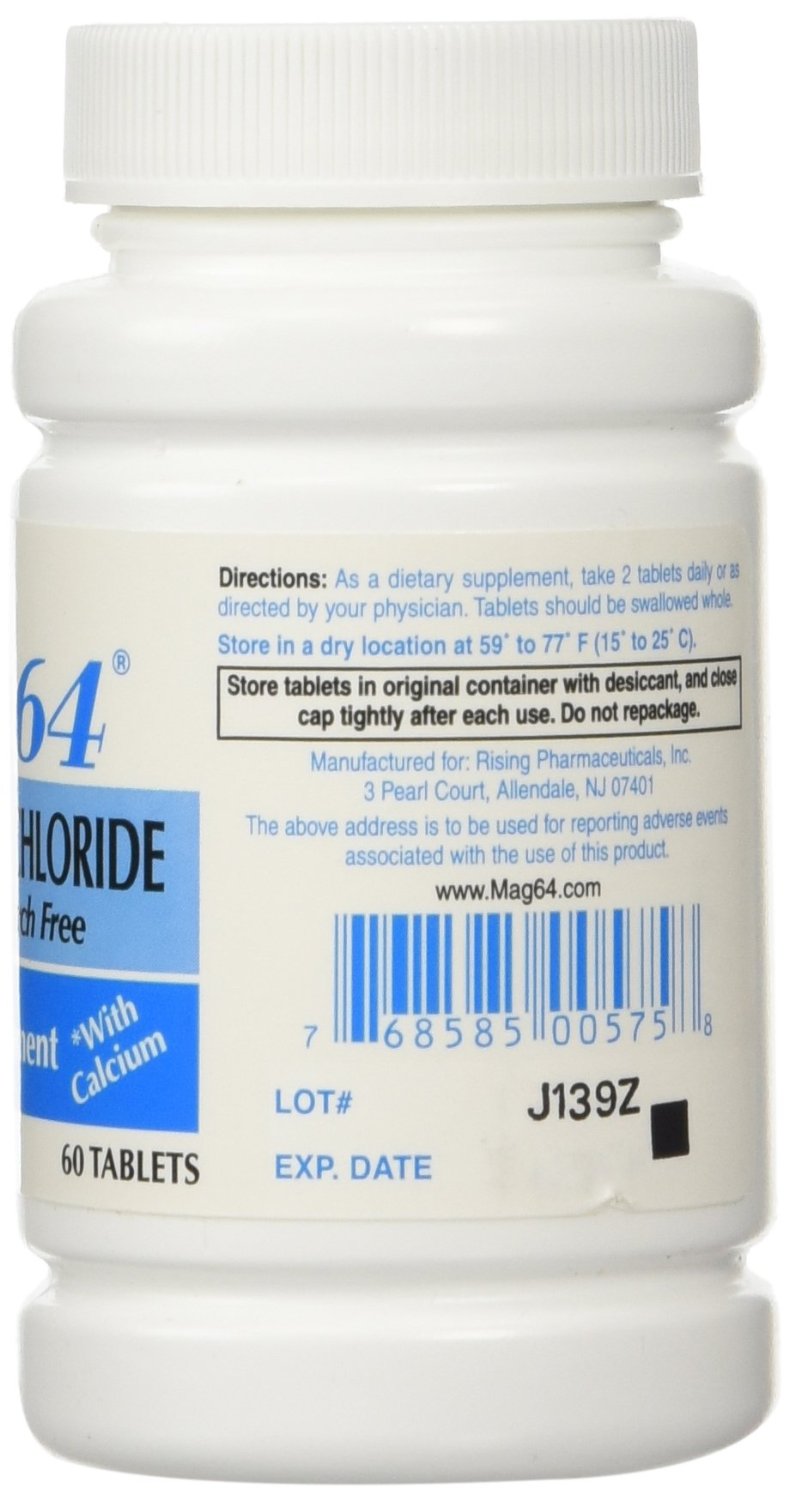 NEW MAG 64 MAGNESIUM CHLORIDE WITH CALCIUM 60 TABLETS (3 Bottles = 180