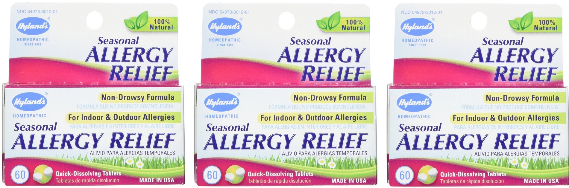 3 Pack Hylands Seasonal Allergy Relief Non Drowsy 60 Tablets Each 180
