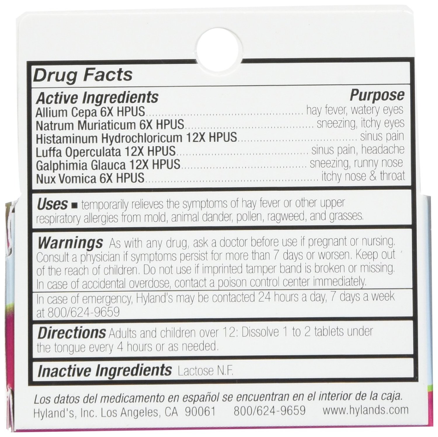 4 Pack Hyland's Seasonal Allergy Relief, Non Drowsy, 60 Tablets Each