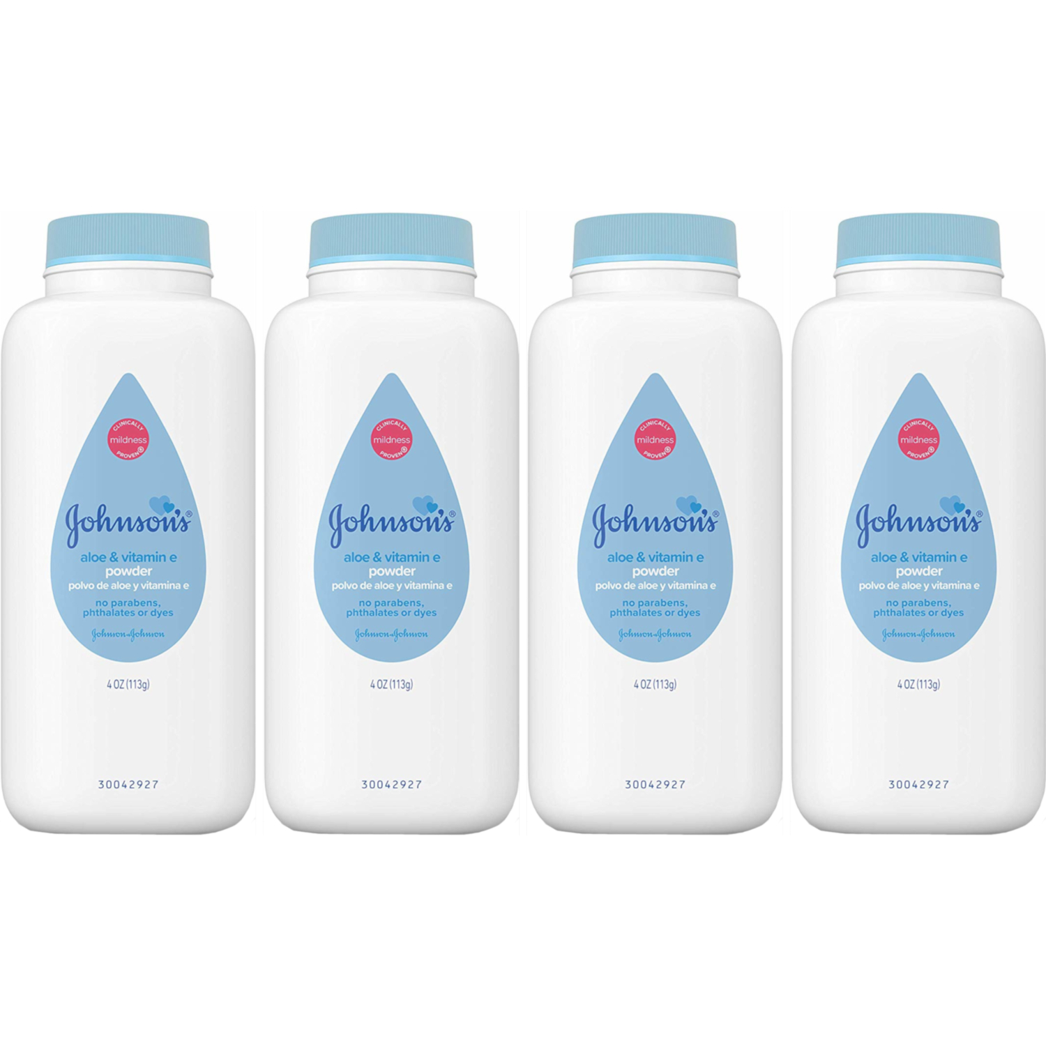 4 Pack Johnsons Baby Powder With Aloe & Vitamin E 4Oz Each 381370030447