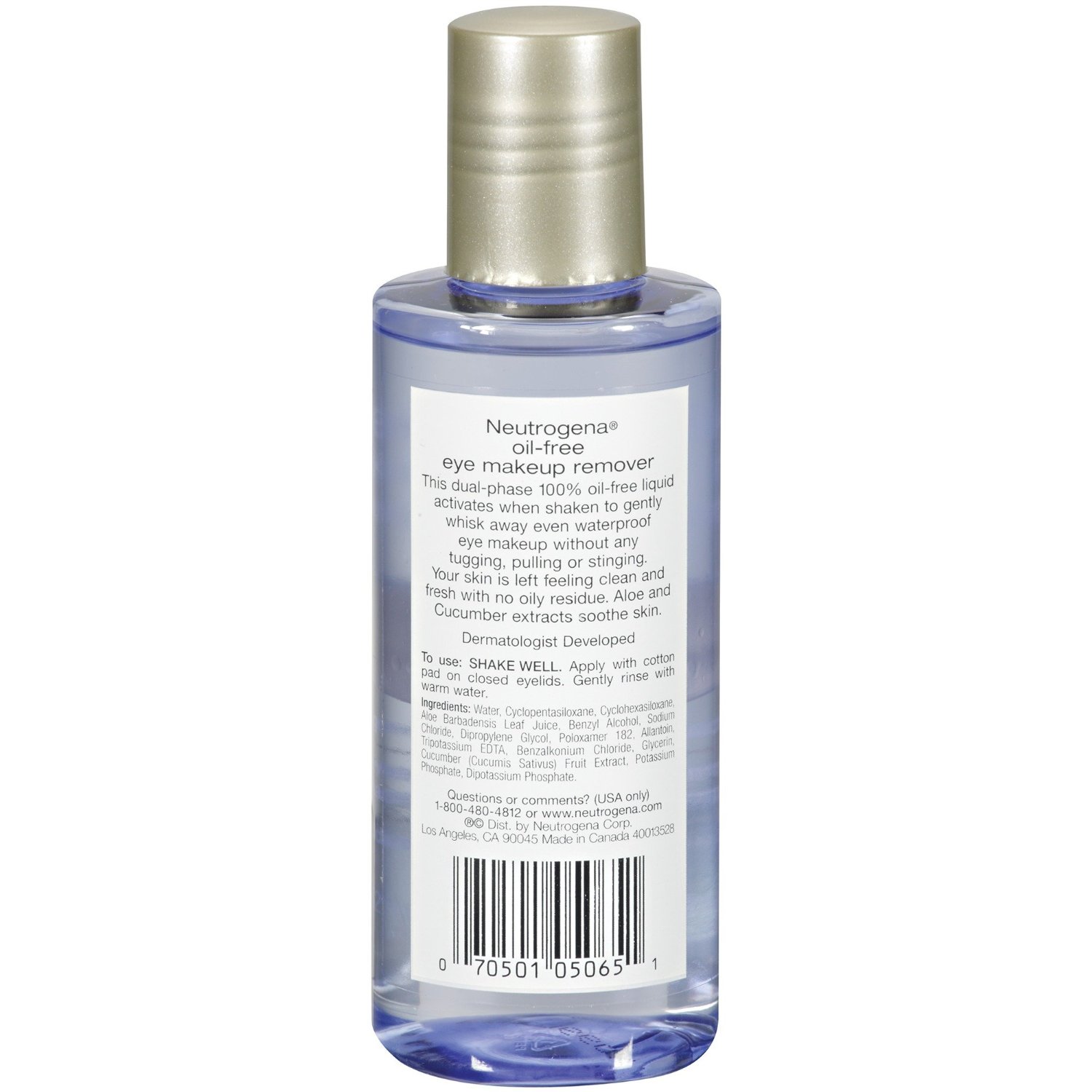 4 Pack Neutrogena Oil Free Eye Makeup Remover 5.5 Fl Oz 162 Ml Each