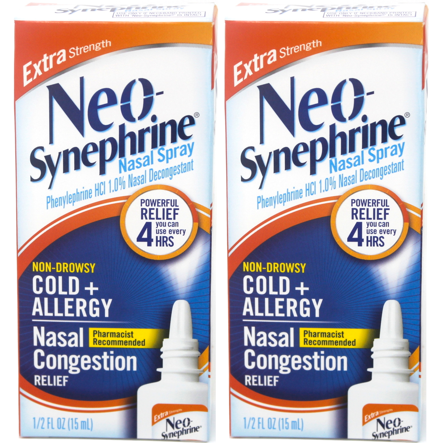 2 Pack NeoSynephrine Nasal Spray, Extra Strength Formula, 0.50 Ounces