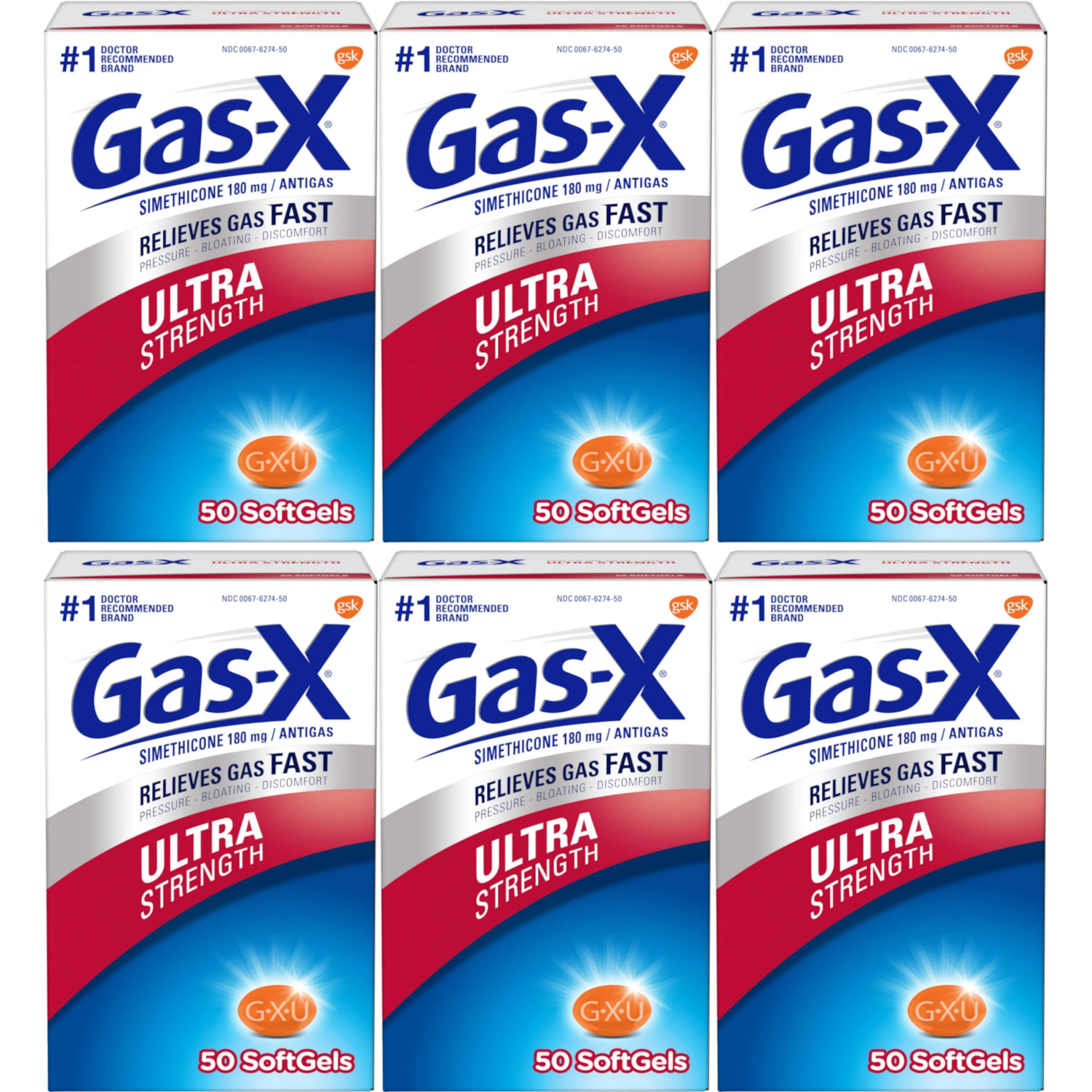 6 Pack GasX Softgels Ultra Strength 50 Soft Gels Each eBay