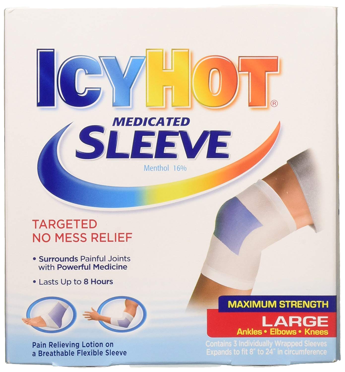 5 Pack Icy Hot Maximum Strength Medicated Sleeve Ankles Elbows Knees