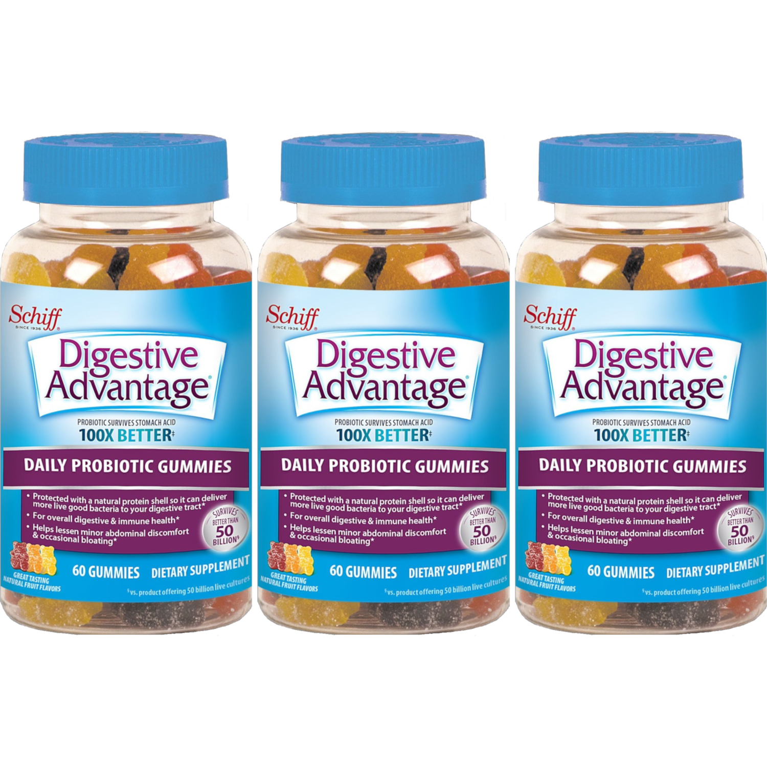 3 Pack Schiff Digestive Advantage Probiotic Dietary Supplement 60