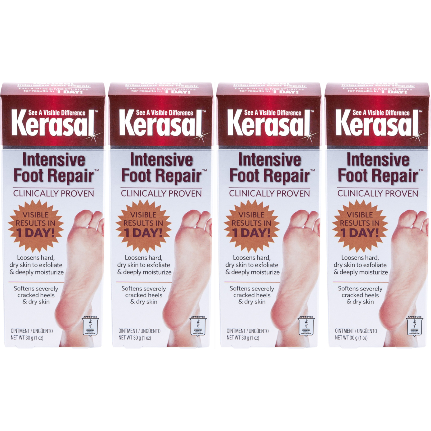 4 Pack Kerasal Intensive Exfoliating Paraben Free Foot Repair Ointment