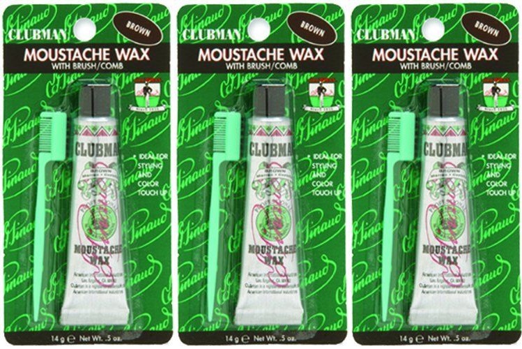 3 Pack Brown Clubman Moustache Wax With 14 g 0.5 fl oz Each