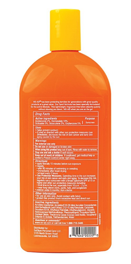 no ad sunscreen ingredients