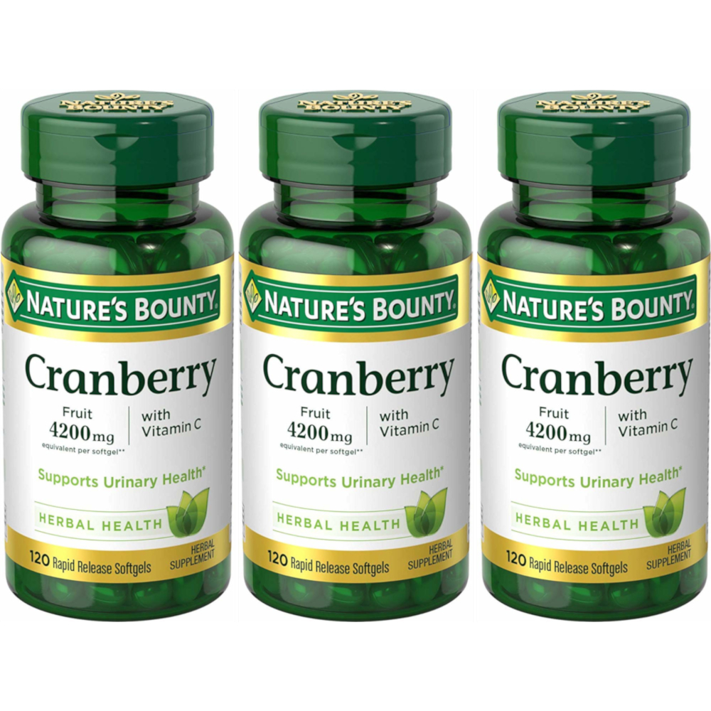 3 Pack Nature's Bounty Cranberry Fruit 4200 mg, Plus Vitamin C Softgels ...